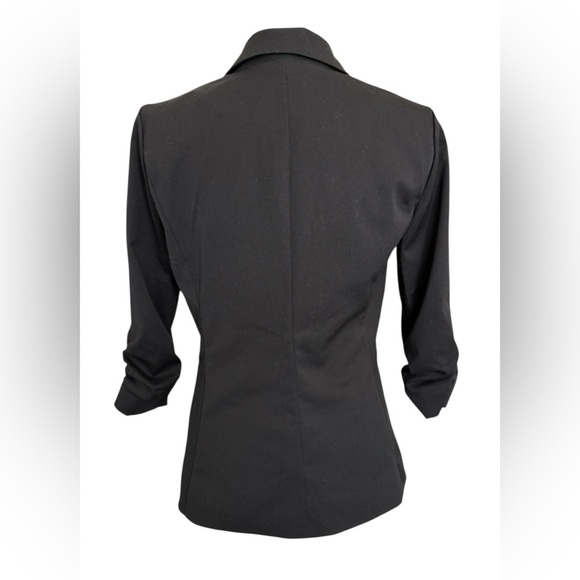 Guess Black Blazer Jacket Women’s  Small S/P Ruched Sleeves 3/4 Career Office - Picture 3 of 9